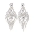 Exquisite lange Strass Quaste Ohrringe mit glitzerndem Kristall Blumen Kronleuchter Design. - Weißer Zirkon