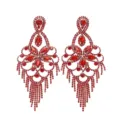 Boucles d'oreilles lustres en cristal rouge, élégant style long pendant en variante. - Argenté / Zircon Rouge