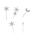 Set de pinces à cheveux strass coréennes étoiles lune barrettes mignonnes accessoires mode - Set de 5 pièces