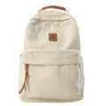 Zaino in Corduroy Beige Vintage Borsa Scolastica Casual per Donna Uso Quotidiano - Taglia unica / Bianco