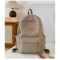 Sac à dos plissé minimaliste pour l'école et les déplacements, cartable de couleur unie. - Sans pendentif / S / Kaki