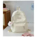 Sac à dos scolaire de banlieue uni minimaliste pour adolescentes, joli sac style ins. - Avec Pendentif / S / Blanc