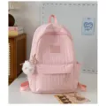 Sac à dos plissé rose pour les cours, cartable style doux avec joli pendentif pour étudiantes. - Avec Pendentif / S / Rose