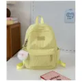 Sac à dos d'école unicolore minimaliste pour filles sac de transport décontracté style doux sac quotidien - Avec Pendentif / S / Jaune