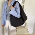 Japanese casual large tote bag women's large capacity underarm bag commuting shoulder bag - Black