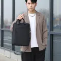 Sacoche homme business pour ordinateur portable en tissu oxford noir imperméable cartable - Noir