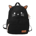 Zaino gatto in velluto a coste nero carino zainetto scolastico per ragazze cartella - Nero