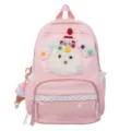Sac à dos rose mignon pour chien avec bordure en dentelle et poche transparente pour les écolières. - Rose