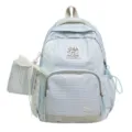 Zaino con stelle a righe carino in stile coreano con pochette coordinata per ragazze. - con portachiavi / Blu