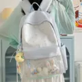 Japanischer süßer Itabag Rucksack mit klarem transparentem Fenster für Plüschtiere und Alltag. - Hellblau