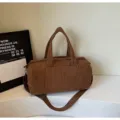 Borsa a tracolla cilindr. in velluto a coste marrone borsa da yoga da viaggio casual - Marrone