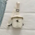 Casual outdoor lightweight canvas crossbody chest bag for men and women trendy sports pack - White