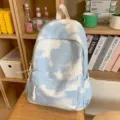 Zaino tie-dye nuvola blu e bianco, grande capacità borsa scolastica per viaggio e uso quotidiano. - Blu Grande