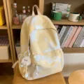 Zaino tie-dye giallo bianco estetico carino studente casual viaggio borsa scuola - Giallo Grande