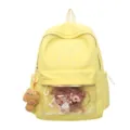 Zaino Ita giallo carino con fiocco tasca trasparente grande capacità borsa scuola - Borsa Singola Senza Accessori / Giallo chiaro