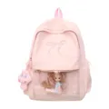 Zaino ita rosa con ricamo fiocco e finestra trasparente per esposizione bambola e ciondolo peluche. - Borsa Singola Senza Accessori / Rosa
