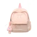 Zaino ita rosa carino per ragazze con tasca trasparente, ricamo fiocco e ciondolo in peluche. - Borsa Singola Senza Accessori / Rosa Piccolo