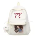 Zaino Ita giapponese carino con fiocco bianco borsa scolastica studentesca trasparente - Borsa Singola Senza Accessori / Bianco avorio