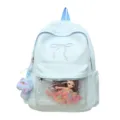 Zaino ita azzurro chiaro simpatico fiocco borsa scolastica con tasca frontale e bambola. - Borsa Singola Senza Accessori / Azzurro