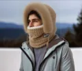 Winter plush warm balaclava windproof outdoor cycling hat thick face mask thermal cap - Khaki