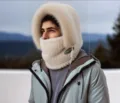 Winter warm plush balaclava hat thick windproof fleece outdoor cycling ear protection - Beige