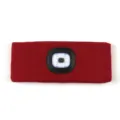 Rechargeable LED Headlamp Beanie Outdoor Sports Lighted Headband Double Layer Knit Running - With Rechargeable Light / Red