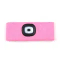 Roze LED koplamp gebreide sport hoofdband, oplaadbare verlichting voor veilig fietsen. - Met oplaadbare lamp / Roze