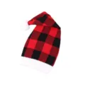 Gorro de Navidad de cuadros rojo y negro para adultos, gorro de punto acogedor con pompón blanco. - Talla única / Rojo/Negro a Cuadros