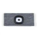 Grey knitted LED headlamp headband rechargeable light for outdoor sports running cycling - With Rechargeable Light / Gray