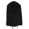 Black knitted hooded scarf balaclava winter warm thick neck warmer beanie for women - Black