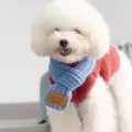 Mignon ensemble écharpe et pull en tricot pour animal de compagnie petit chien hiver chaud - S / Bleu ciel