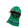 Passamontagna lavorato a maglia a righe verdi sciarpa con cappuccio calda invernale. - M（56-58cm） / Quadri Rafa color block - verde