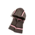 Passamontagna lavorato a maglia sciarpa inverno caldo orecchie grigio righe rosa bottone - M（56-58cm） / Quadri Rafa color block - grigio