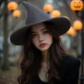 Knitted Halloween witch hat pointy foldable magic hat for women cozy costume accessory - Dark Gray