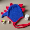 Lindo gorro de invierno de punto con diseño de dinosaurio y púas suaves para niños - Talla única / Azul