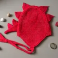 Gorro de ganchillo de dinosaurio rojo para bebe gorro de invierno calido tejido. - Talla única / Rojo