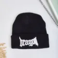 Zwarte gebreide muts voor dames en heren winter warm gotisch borduurwerk casual beanie - Verstelbaar / Zwart