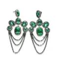 Elegante smaragdgrüne Kristall Kronleuchter Ohrringe barocke Statement Strass Ohrschmuck - Stil 3 / Silber