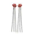 Rote Strass Blume lange Quaste Ohrringe Kristall Hängeohrringe für Damen stilvoll - Stil 4 / Silber