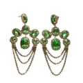 Elegante grüne Strass-Statement-Ohrenringe mit kaskadierenden Kristallketten für Damen. - Stil 3 / Gold