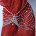 Chaîne de corps multicouche en strass bijoux de taille robe rouge brillante fête accessoire - Style Multicouche Incrusté de Strass / Or T2
