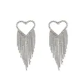 Silber Strass Herz Quaste Ohrringe Glitzernd Kristall Lange Fransen Schmuck Damen - Herz Quasten Ohrringe / Silber
