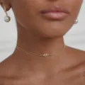 Doppellagige Gold Choker Halskette mit funkelndem Kristallanhänger elegantes Schmuckstück - Einlagiger Stil / Gold