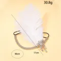 Vintage Gatsby feather headband for women 1920s art deco rhinestone hair accessory party prom - 3-Tier Silver