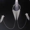 Sparkling Rhinestone Star Tassel Body Chain Sexy Chest Nipple Chain Party Jewelry - Silver T1
