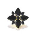 Exquisiter schwarzer Strass Statement Ring in Goldoptik mit einem auffälligen Blumendesign. - Gold Stil 2