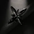 Uebertriebener schwarzer Strass geometrischer Ring fuer Damen, stilvoller Party Modeschmuck. - Silber Stil 1