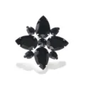 Ausgefallener schwarzer Strass Ring für Damen, vintage geometrischer Kristall Statement Ring. - Silber Stil 2