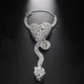 Silber Strass Finger Armband Sklave Armband Statement Handkette Schmuck Party Variante - Silberfarbenes Armband mit weißem Zirkon