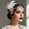 1920s Flapper Feather Headpiece Gatsby Crystal Hair Chain Vintage Headband Party Jewelry - Style 1 / Gold